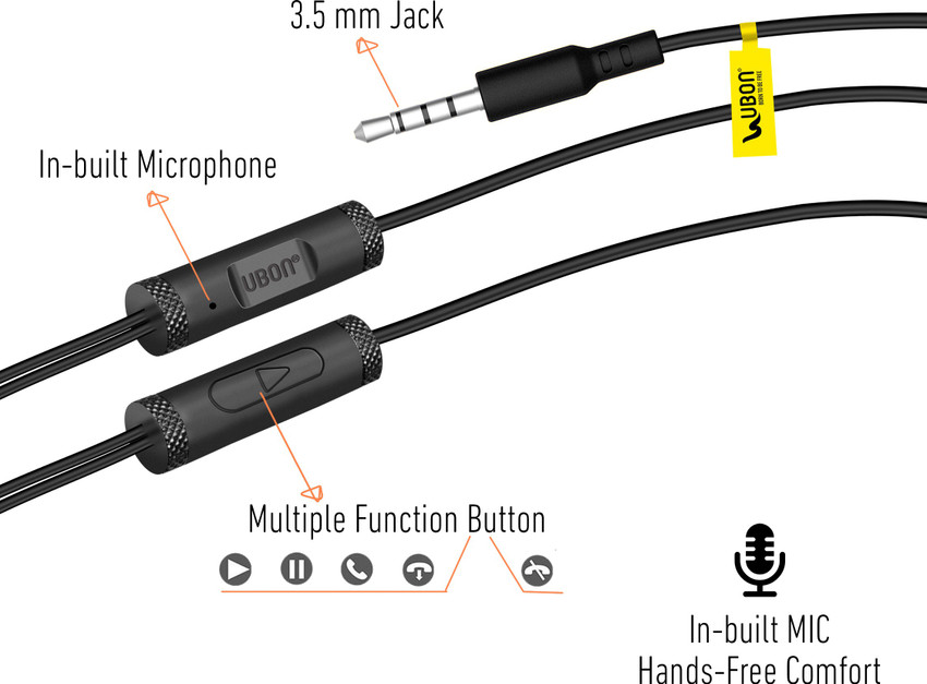 Ubon UB 720 Inline Wired Earphone Wired Headset Price in India