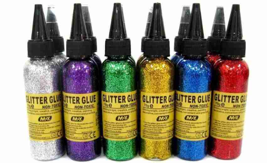 Bright Creations Neon Metallic Glue with Glitter Bottles for Arts and Crafts (20 mL, 12 Pack)