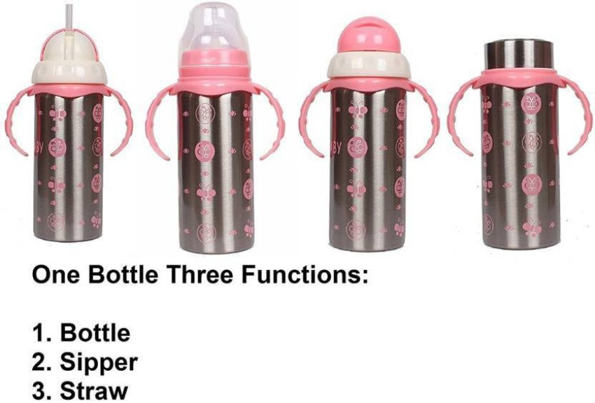 240ml Baby Bottle Thermos Stainless Steel Feeding Bottle 3-in-1