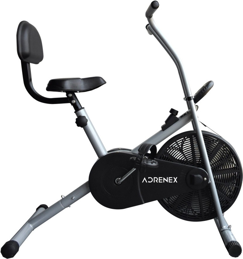 Stationary exercise bike with back support outlet