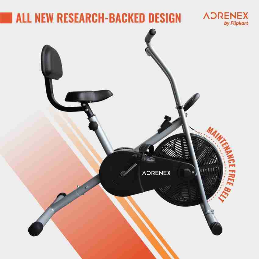 Stationary exercise bike with back support outlet