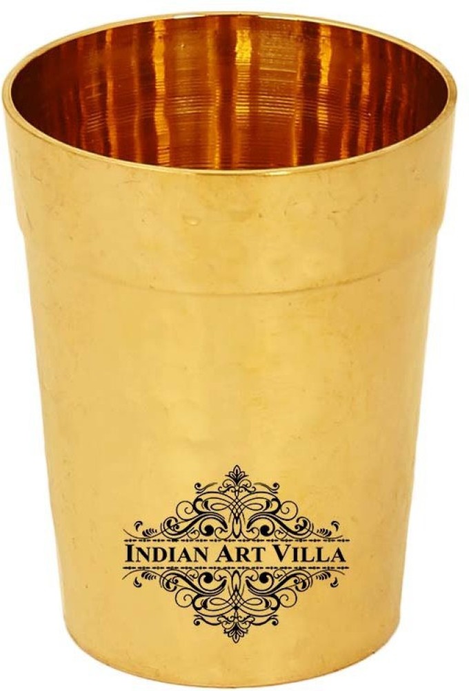 INDIAN ART VILLA Brass Hammered Design Tea Kettle Pot Inside Tin