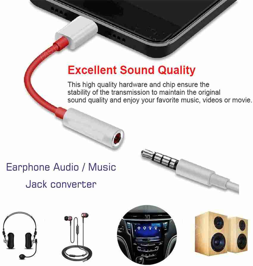 mafya RED & WHITE BEST BUY 2 in 1 Headphone Adapter, Type C to 3.5mm Aux  Splitter Adapter Jack & audio jack adapter, car audio connector usb type c,  headphone converter cable