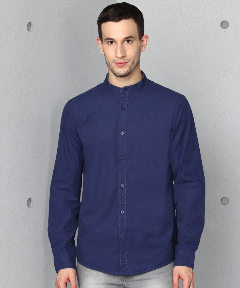 METRONAUT by Flipkart Men Solid Casual Dark Blue Shirt - Buy