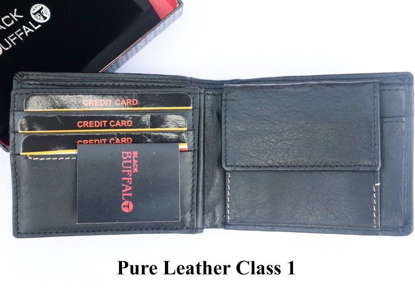 Black Buffalo Men Black Genuine Leather Wallet Black Price in