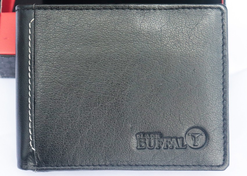 Black Buffalo Men Black Genuine Leather Wallet Black Price in