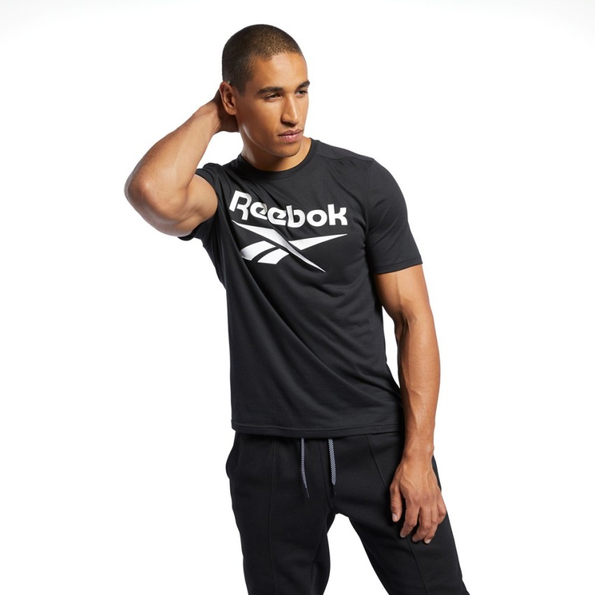 REEBOK Printed Men Round Neck Black T-Shirt - Buy REEBOK Printed