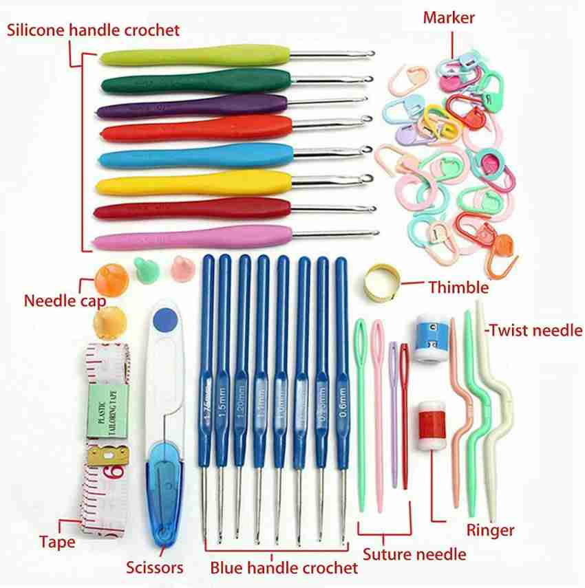 22Pcs Mixed Color Metal Crochet Hooks Set Knitting Needles with Storage  Pouch