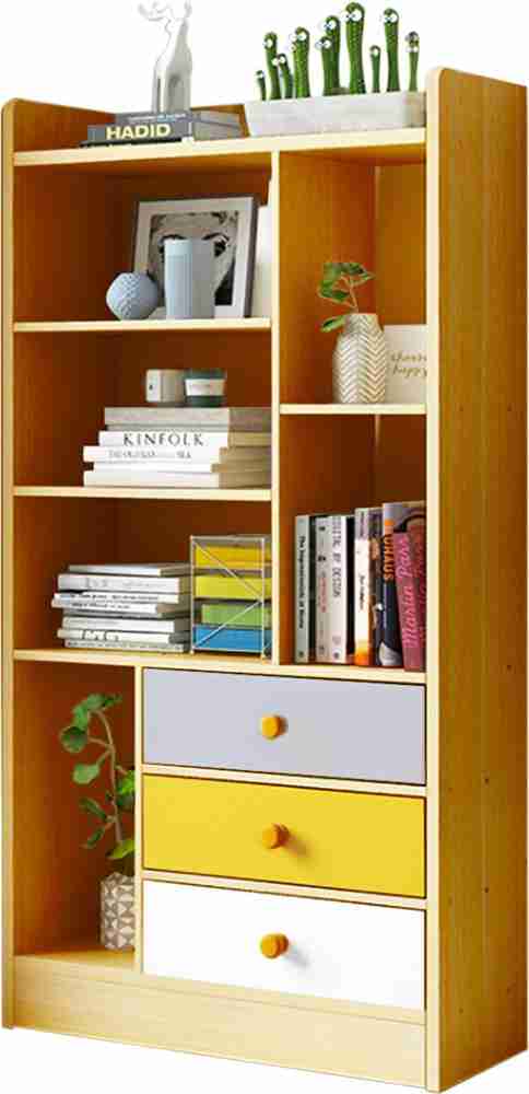 KAWACHI Wooden Bookshelf Almirah Organiser with Open Storage and