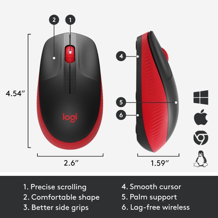 Logitech Wireless Mouse M190 Full Size Ambidextrous Curve Design – DokanTech