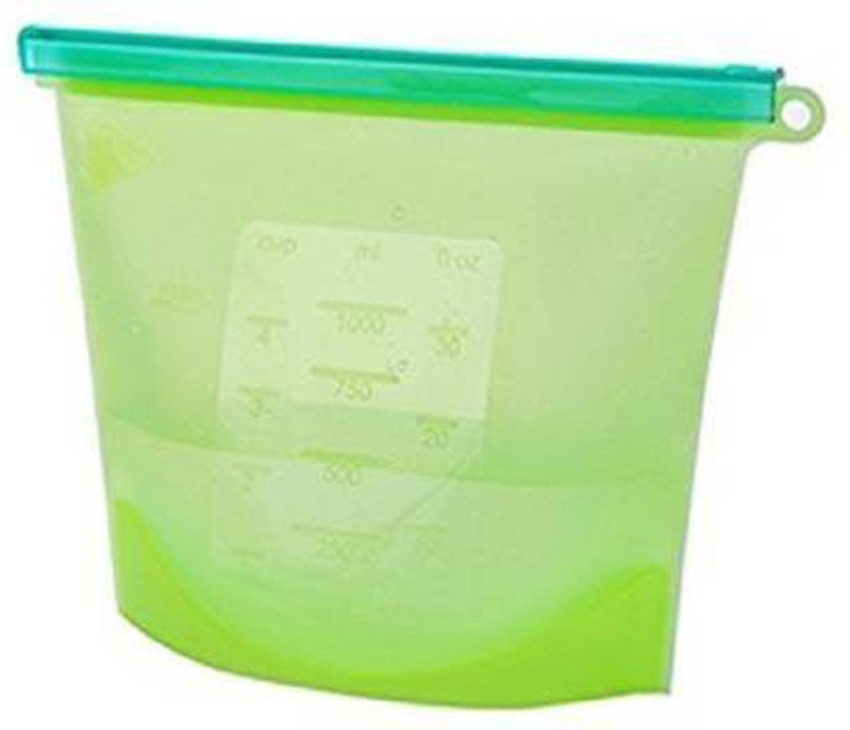 Silicone Food Storage Containers -with BPA Free Airtight Plastic Lids - Set  of 4