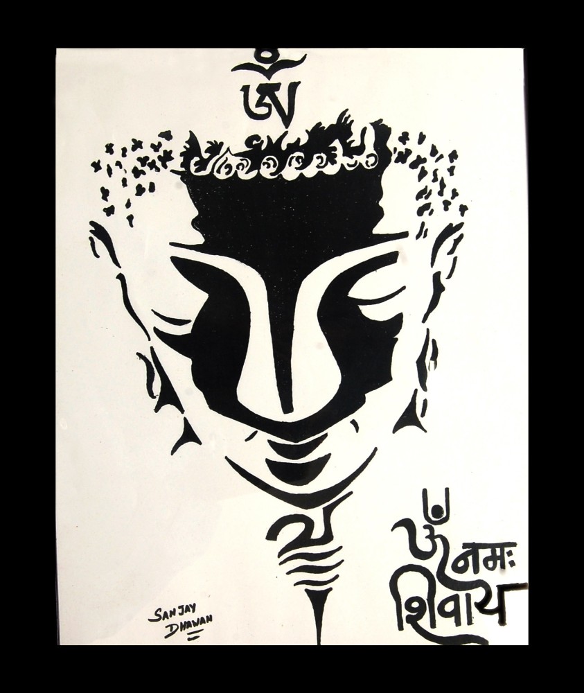 Lord Shiva by artist V Vasandan  penink Drawings on Paper