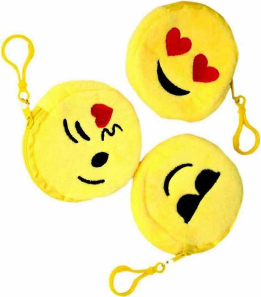 DEEPP COLLECTION EMOJI COIN PURSES PACK OF 3 Coin Purse YELLOW