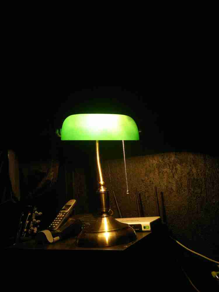 Dark green outlet desk lamp