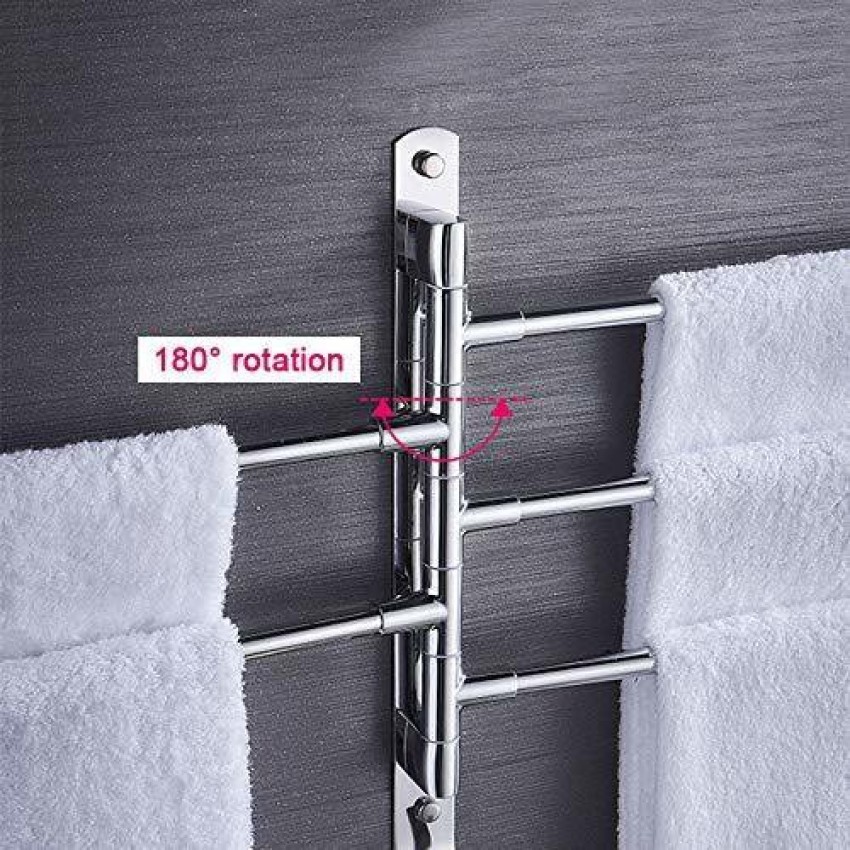 4 Stainless Steel Rail Bar Swivel Towel Display Rack Wall Mounted For  Bathroom