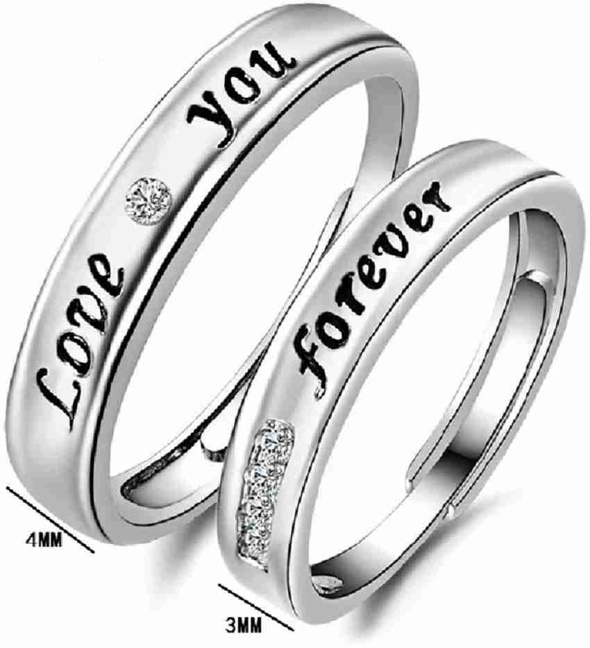Univocean 2PCs Love you Forever Stainless Steel Adjustable Couple Rings for Lovers Men Women and Your Valentine Silver Copper Crystal Silver Plated Ring Set Price in India Buy Univocean 2PCs Love
