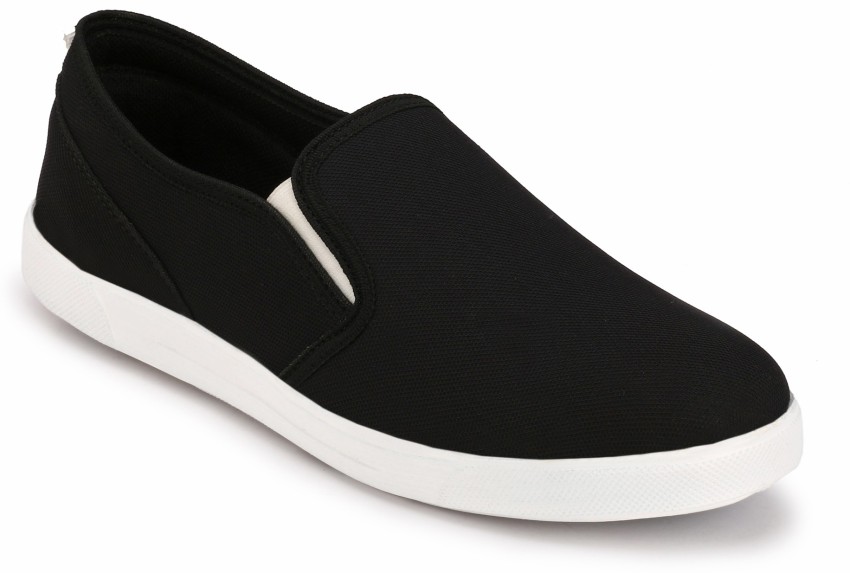 Mens black slip on sale on canvas shoes