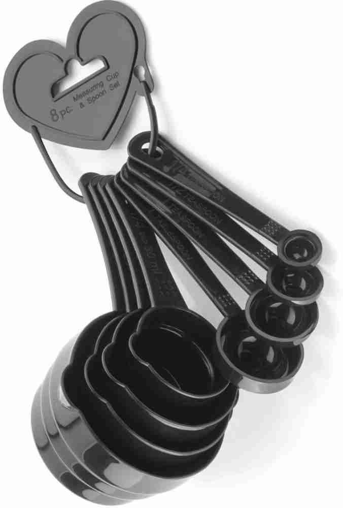 ZooY Plastic Measuring Cup and Spoon Set , Black- Measuring Cup