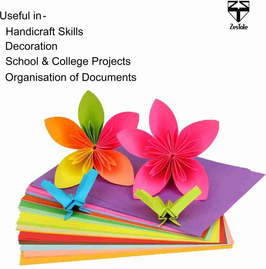 ZesTale 100 Pcs Multipurpose (Thick Craft Paper) Unruled A4  90 gsm Coloured Paper - Coloured Paper