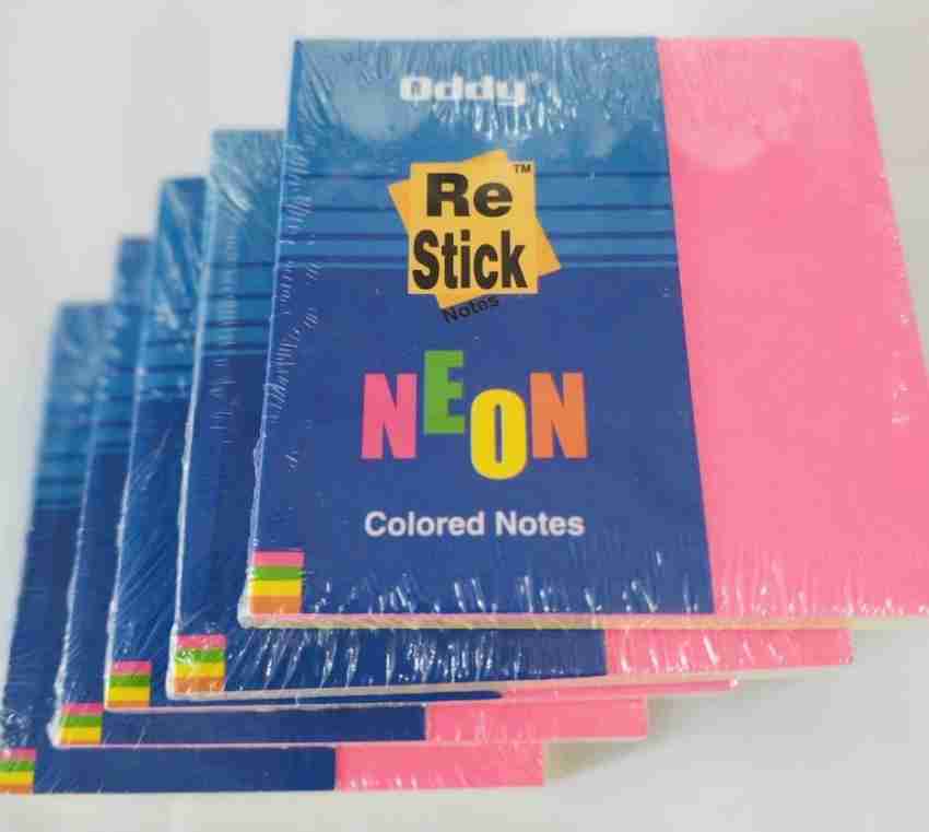 PANTONIC Fluorescent Paper Self Adhesive Sticky Notes Bookmark Point It  Marker Sticker 80 Sheets 3X 3, 5 Colors