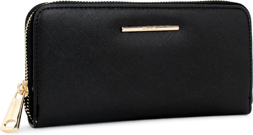 Diana Korr Women Black Artificial Leather Wallet Black Price in
