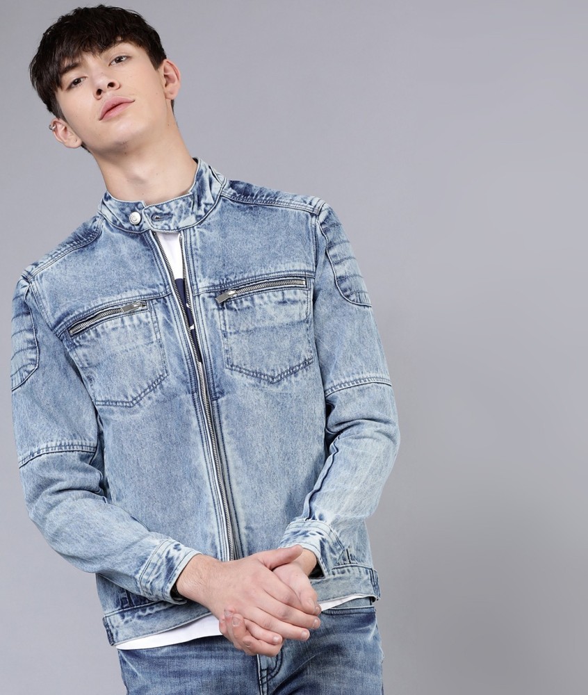 Chinese collar clearance denim jacket