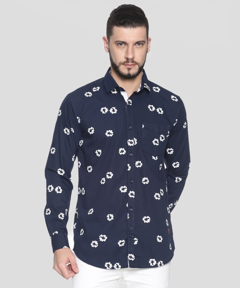 CAMPUS SUTRA Men Printed Casual White, Blue Shirt - Buy CAMPUS