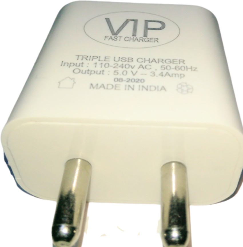 VIP MOBILES 3.4 A Multiport Mobile Charger with Detachable Cable