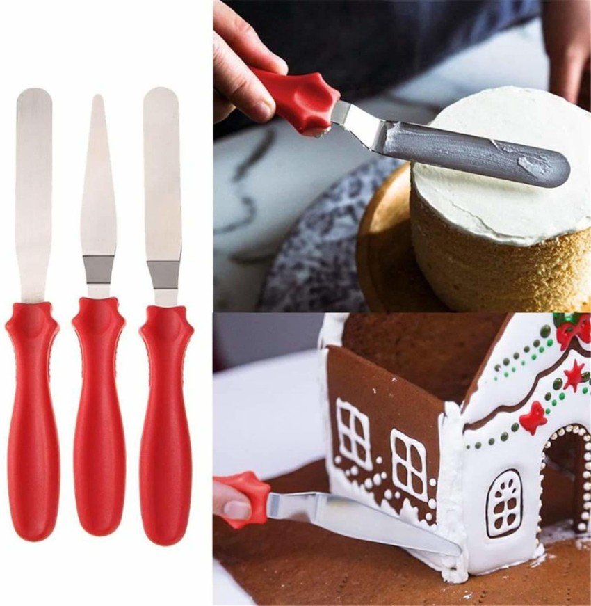 Icing Spatula 3 Pieces Set,Cream Icing Frosting Spatula, Baking Kitchen  Pastry Cake Decoration Silver Plated