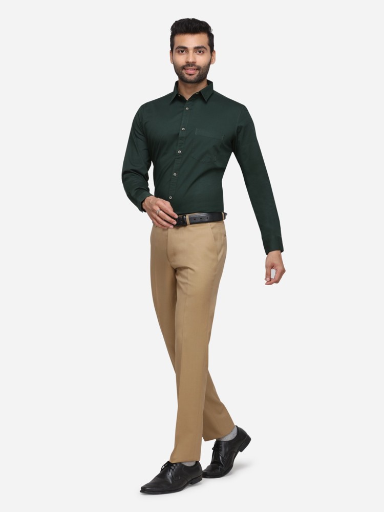 Jade Blue Men Solid Formal Dark Green Shirt - Buy Jade Blue Men