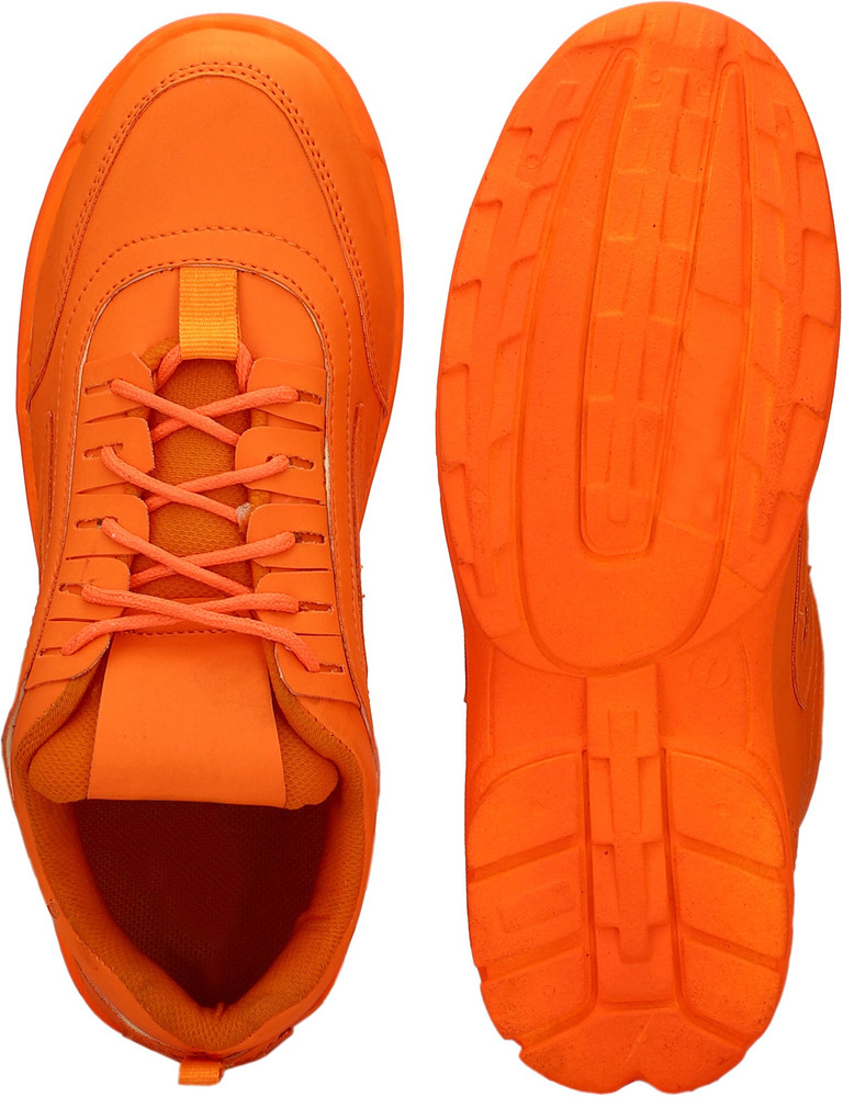 BOOTDOM FULL NEON ORANGE SPORT SHOES NEON ORANGE CASUAL SPORT SHOES NEON ORANGE SHOES FOR MEN ALL NEON ORANGE SHOES FOR MEN LIGHT WEIGHT QUALITY RUNNING SHOES FOR MEN SPORT SHOES FOR