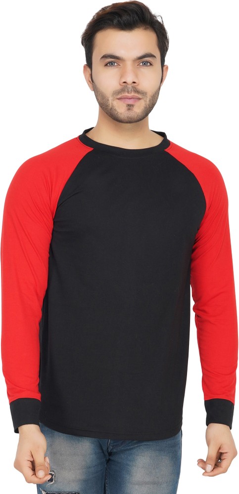 Solid Jersey Raglan Tunic Top Black and Red