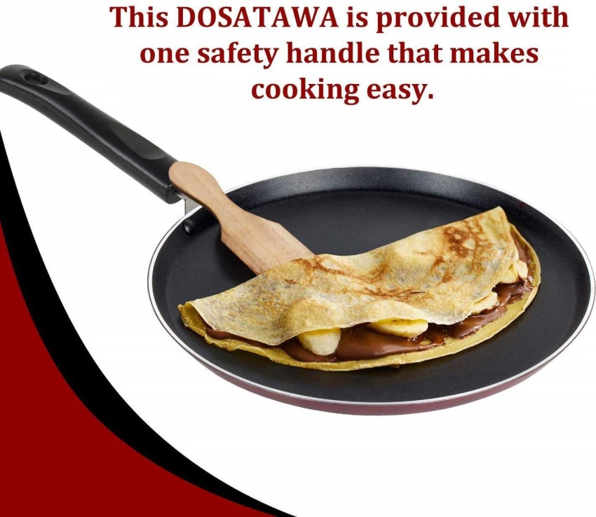 Iron Tawa Tava Crepe Pancake Pan Chapati Roti Concave Wooden Handle Heavy  Duty