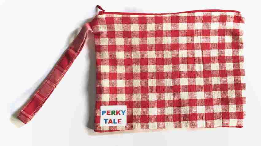 perky tale red check cosmetic pouch Coin Purse red, white - Price in India