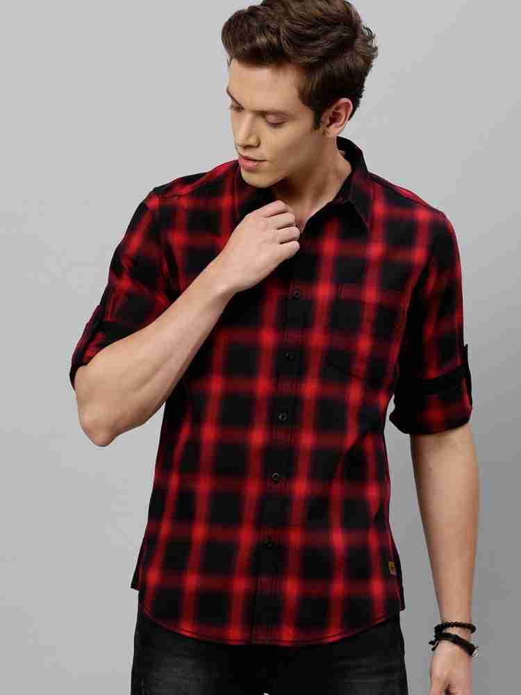 mens shirt red and black