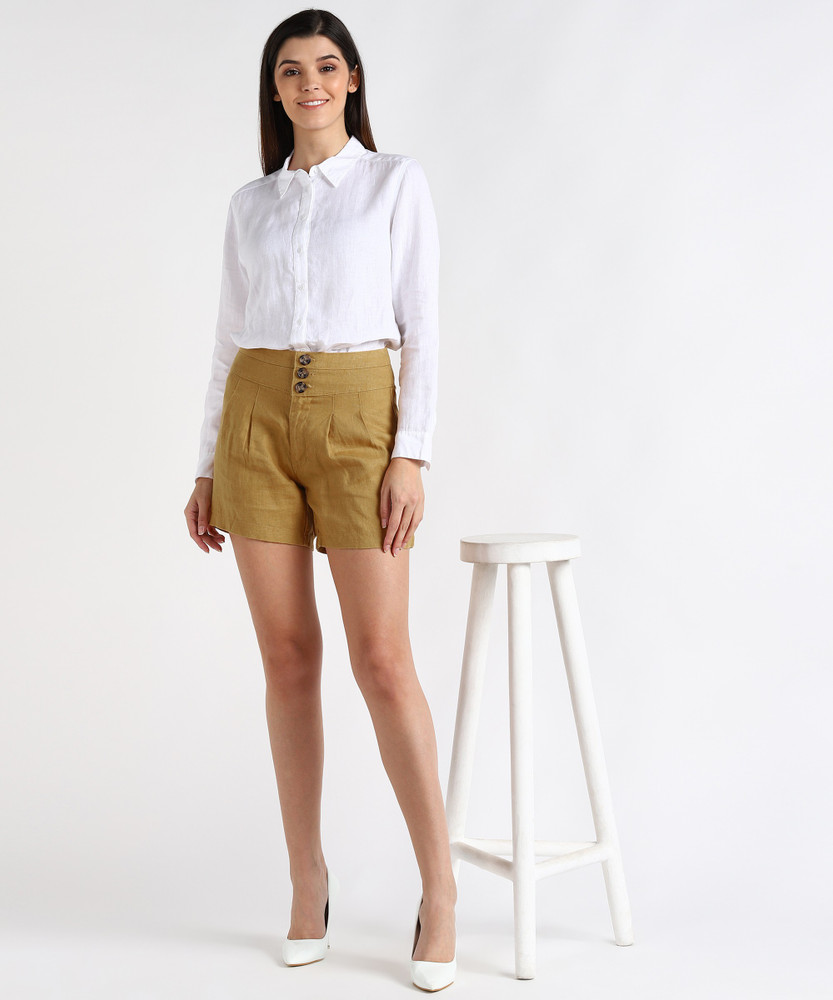 MARKS SPENCER Solid Women Yellow Regular Shorts Buy MARKS