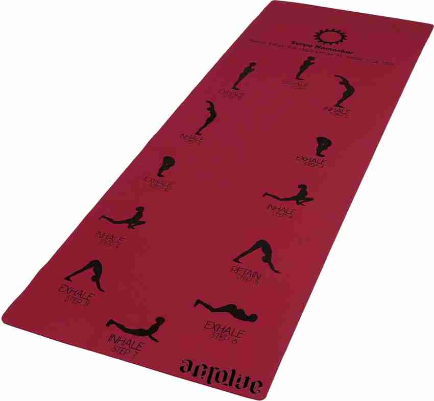 Grip 36 Inches x 78 Inches, 12MM Thickness, Red Color, Just Breathe Design  Yoga Mats For Men & Women.