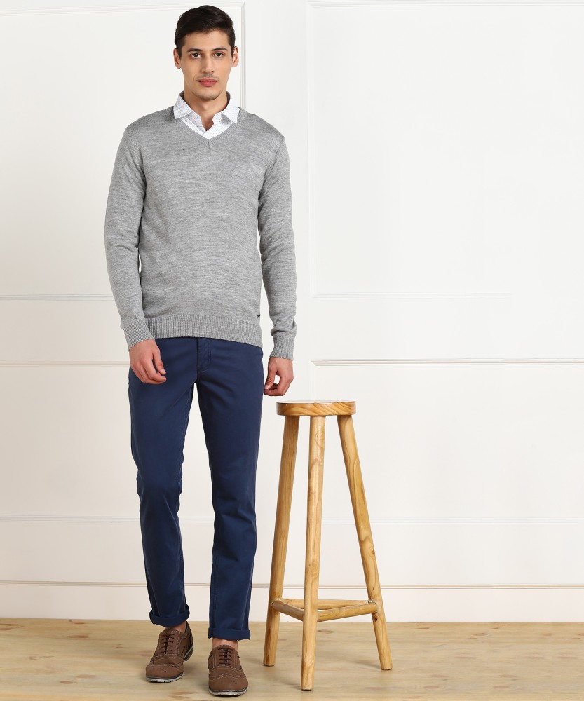 Grey sweater business outlet casual