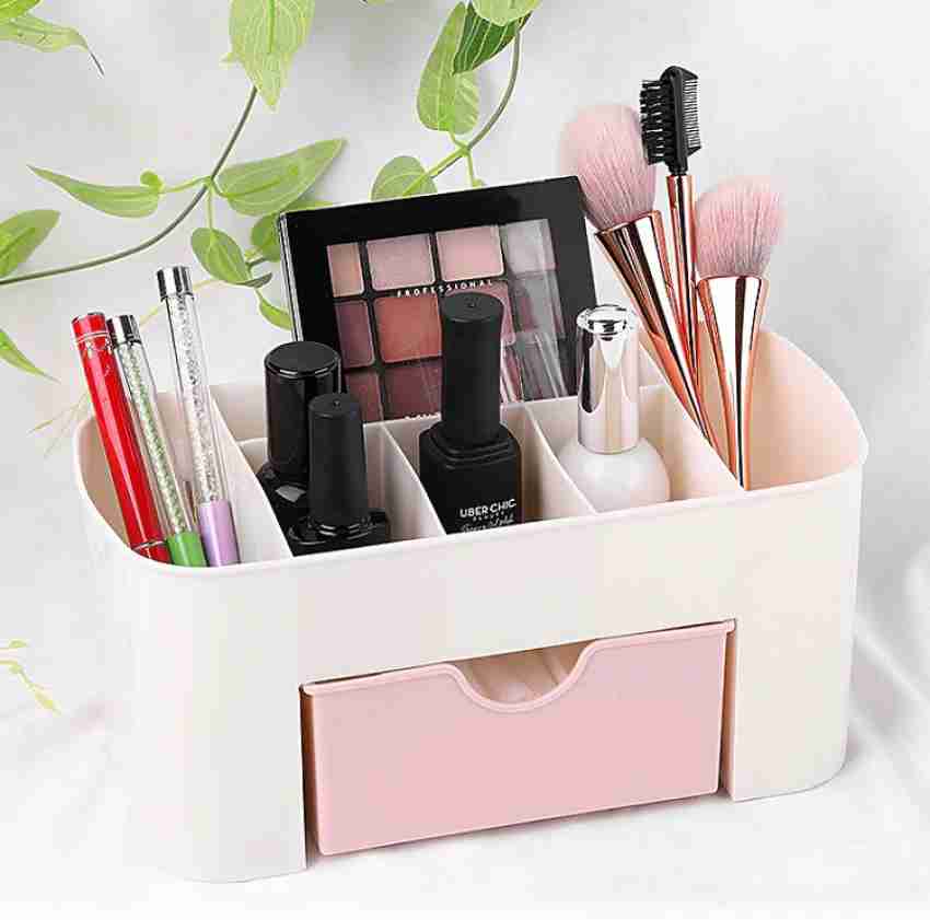 HOUSE OF QUIRK 4 Compartments Plastic Stationery Storage Box  With Rotating Drawer Pen Holder Desktop -11X11X11.5 Cm - Stationery Storage  Box With Rotating Drawer Pen Holder Desktop -11X11X11.5 Cm