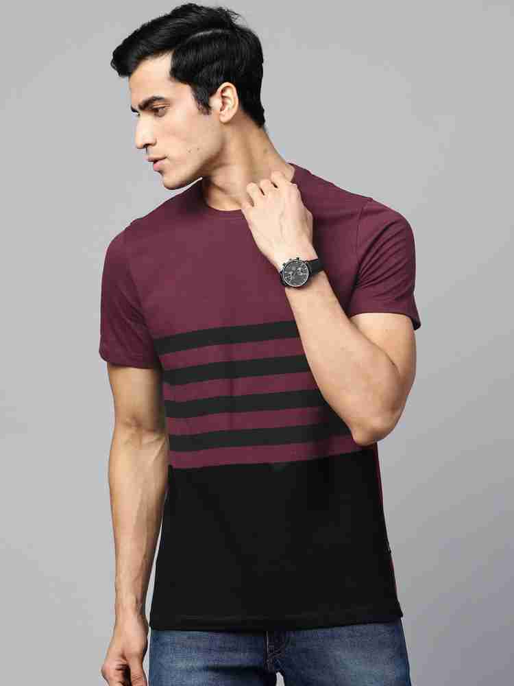 Roadster Striped Men Round Neck Purple T-Shirt - Buy Roadster Striped Men  Round Neck Purple T-Shirt Online at Best Prices in India