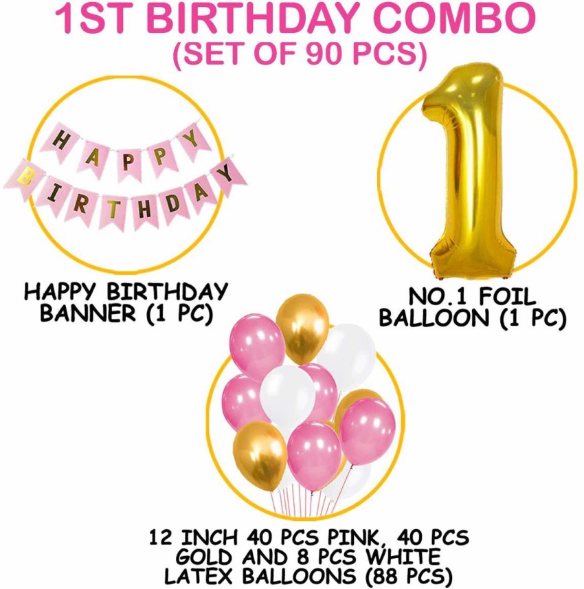 Party Propz 1st Birthday Boy Decoration Combo Set - 63Pcs for Celebration / 1st  birthday decoration for boys /