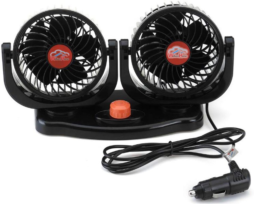 WolkomHome 12V 24V 360 Degree All-Round Adjustable Car Auto Air Cooling  Dual Head Fan Low Noise Car Auto Cooler Air car fan 12 volt hi speed car  cooler for all cars Car