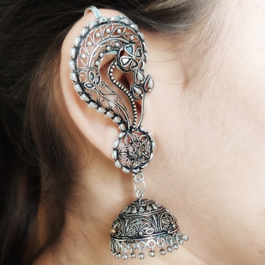 Buy Silver Star Full Ear Cuff With Black Stone Metal Ear Wrap Online in  India  Etsy
