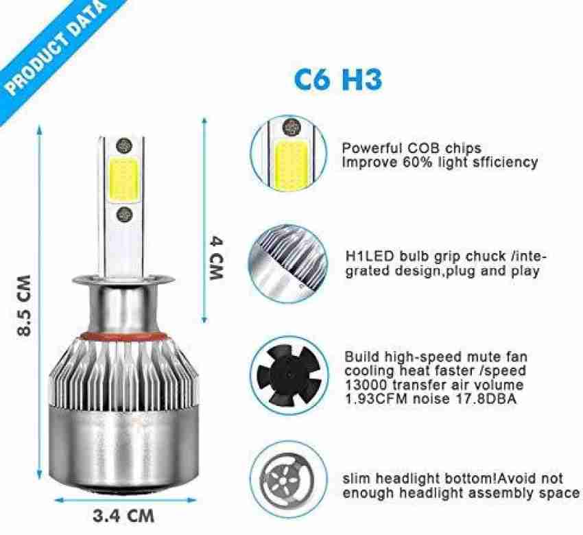 Trac C6-H3 LED Headlight Light Bulb Super Bright Car Bulbs Halogen  Replacement Conversion Kit with Hi/Lo Beam for Cars (36W, White, 2 PCS)  Headlight Car LED (36 V, 36 W) Price in