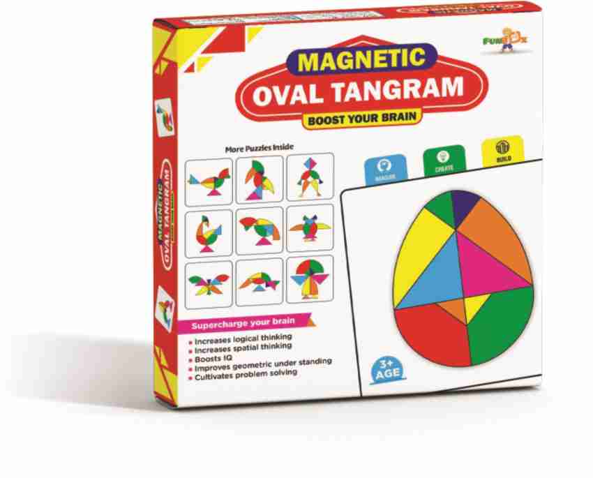 FUNBOX TOYS Magnetic Tangram Puzzle (2 Pcs Set) – Combo Pack – Magnetic  Heart Tangram (17 CM) - Magnetic Oval Tangram (17 CM) – Boost Your Brain - Magnetic  Tangram Puzzle (2