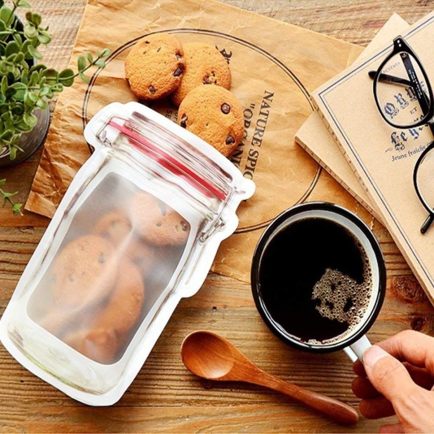 21pcs Mason Jar Zipper Bags,Food Storage Snack Sandwich Ziplock Bags,Reusable  Airtight Seal Food Storage