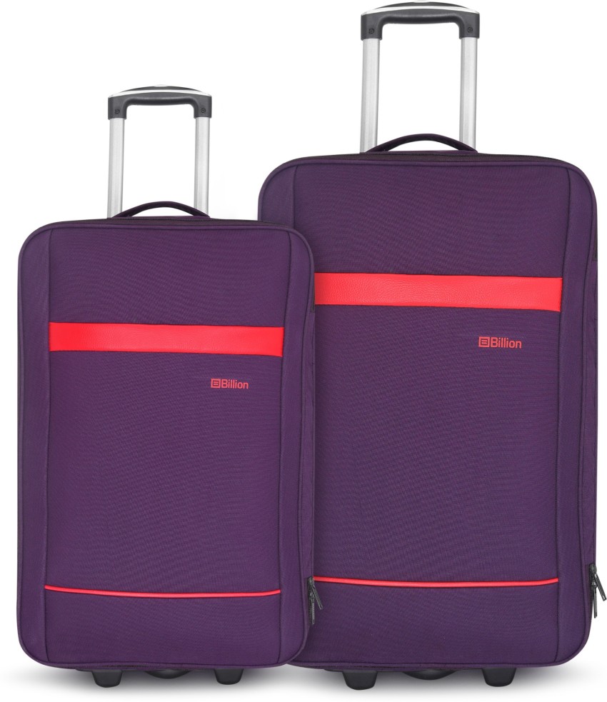 Billion Polyester Softsided Trolley Bag Travel Bag Cabin Check in Set 2 Wheels 24 inch Purple Price in India Flipkart