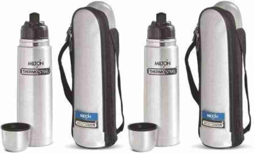 Milton Thermosteel Flip Lid 1000, Double Walled Vacuum Insulated Thermos  1000 ml | 34 oz | 1 Ltr | 24 Hours Hot and Cold Water Bottle with Cover