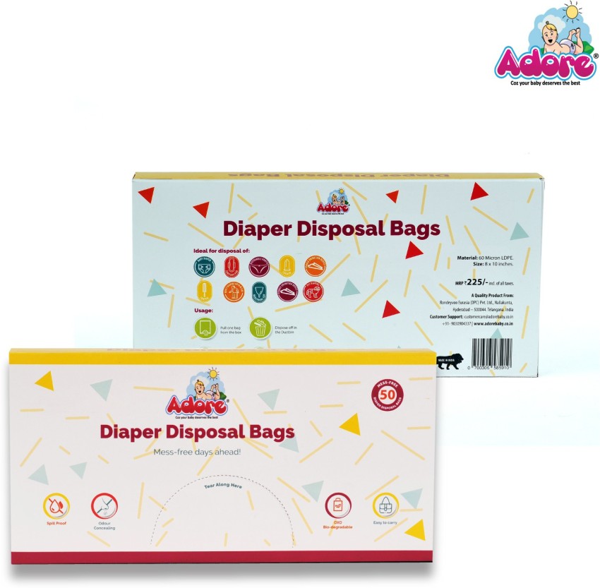 Adore Diaper Disposable Bags - Spill Proof - Easy to Carry - 8*10