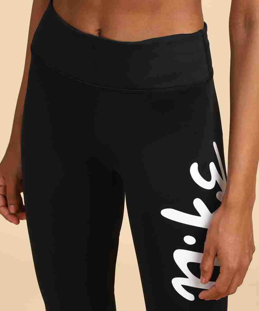 NIKE Printed Women Black Tights - Buy NIKE Printed Women Black